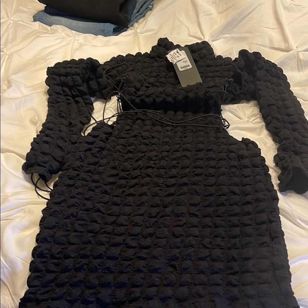 AKIRA Midnight Textured Long Sleeve Dress